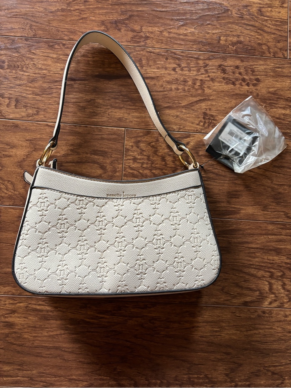 Nanette Lepore Cream Jacquard Shoulder Bag with Gold-Tone Hardware